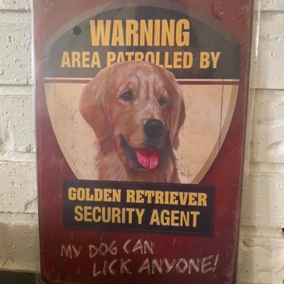 Wall Decor Golden Retriever Warning Sign Metal Sign Poshmark